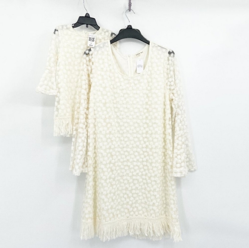 -SOLD- Mommy & Me White Embroidered lace boho Dresses L & 3T matching dress set